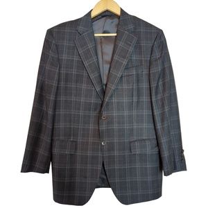 Tombolini Men’s Grey Virgin Wool Check Blazer 42R US (Italian Size 52)